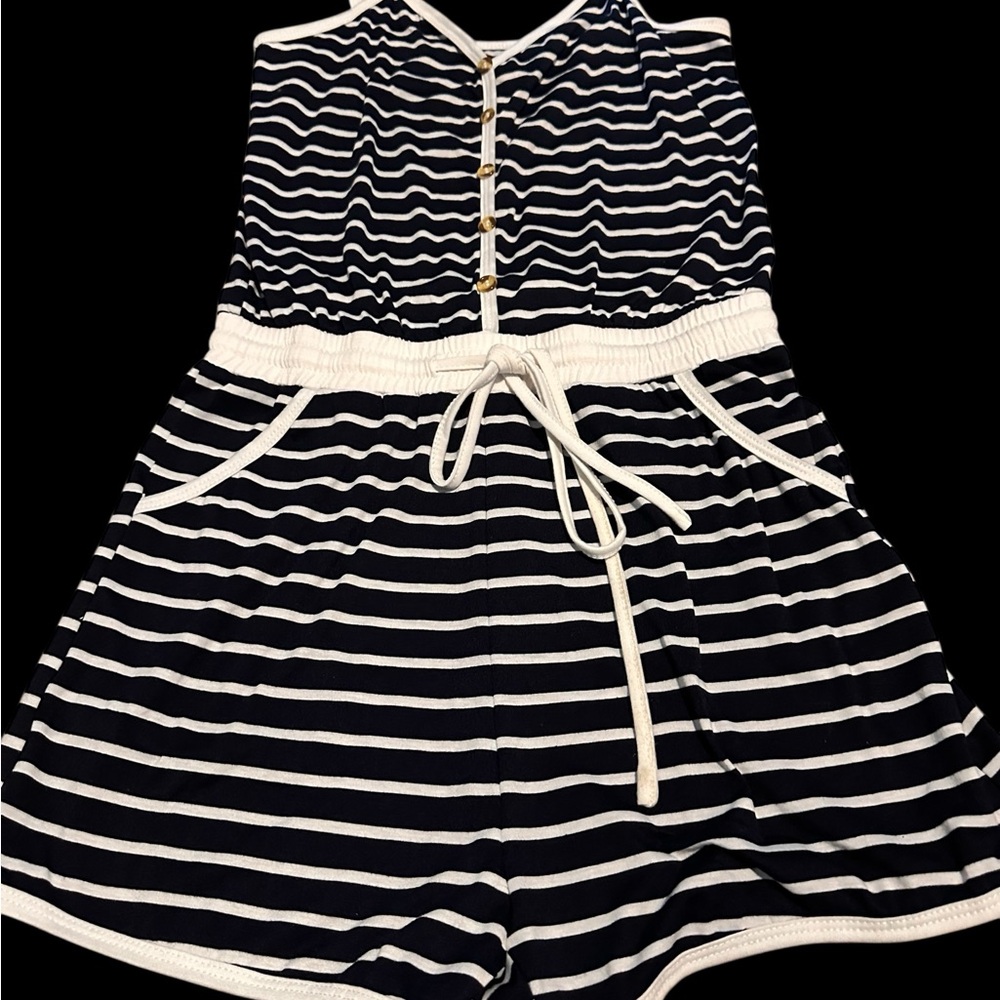 Navy and White Striped Women’s Romper